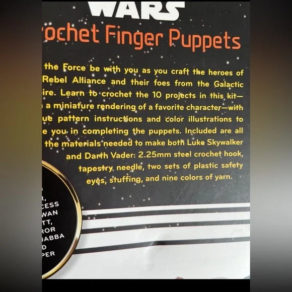 Star Wars Crochet Finger Puppets Skywalker Darth Vader Complete Crochet Kit - Picture 10 of 10